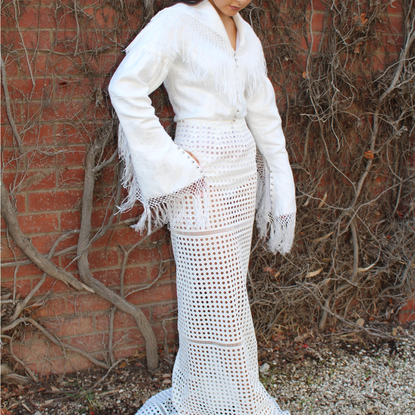 White Tassel Jacket and Skirt