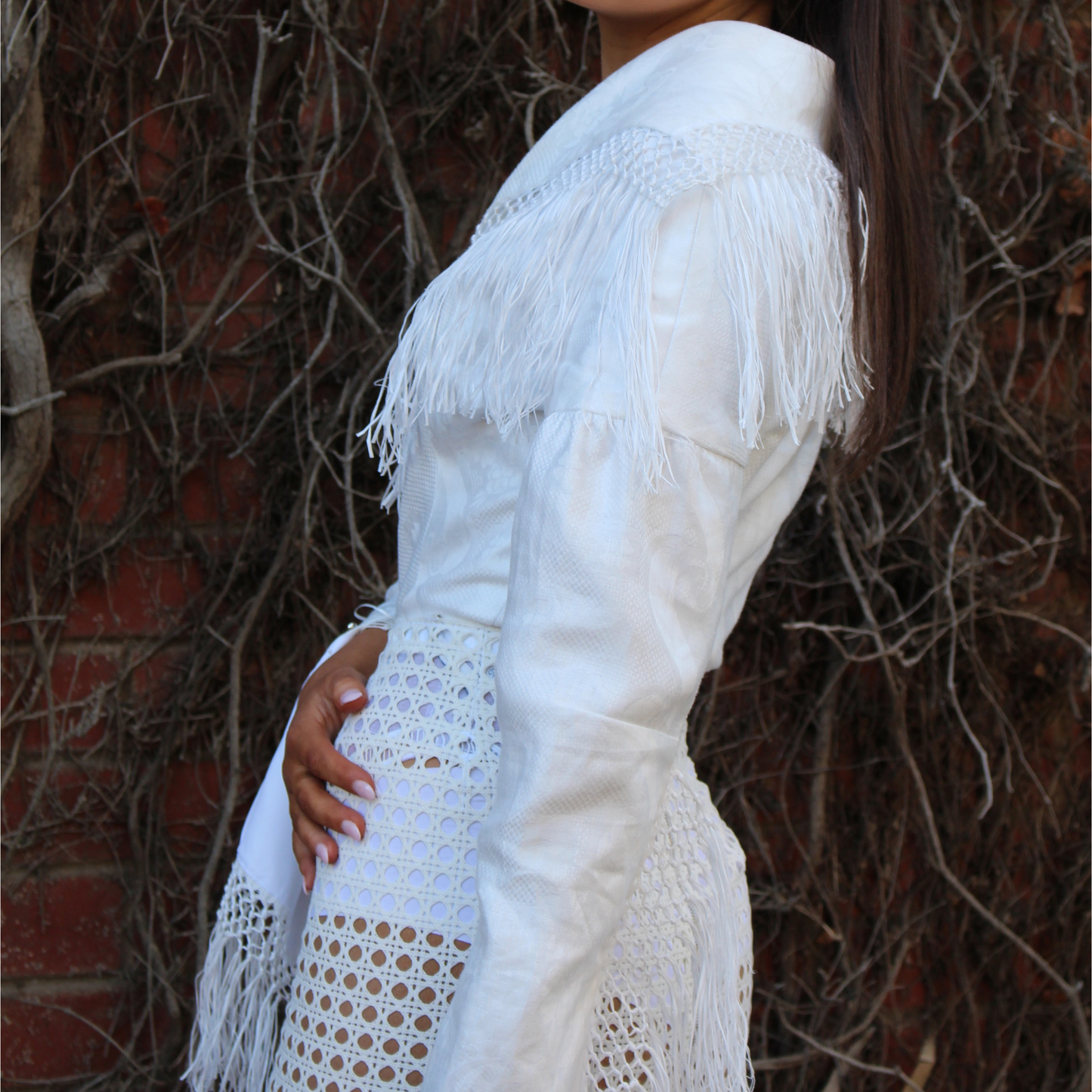 White Tassel Jacket and Skirt