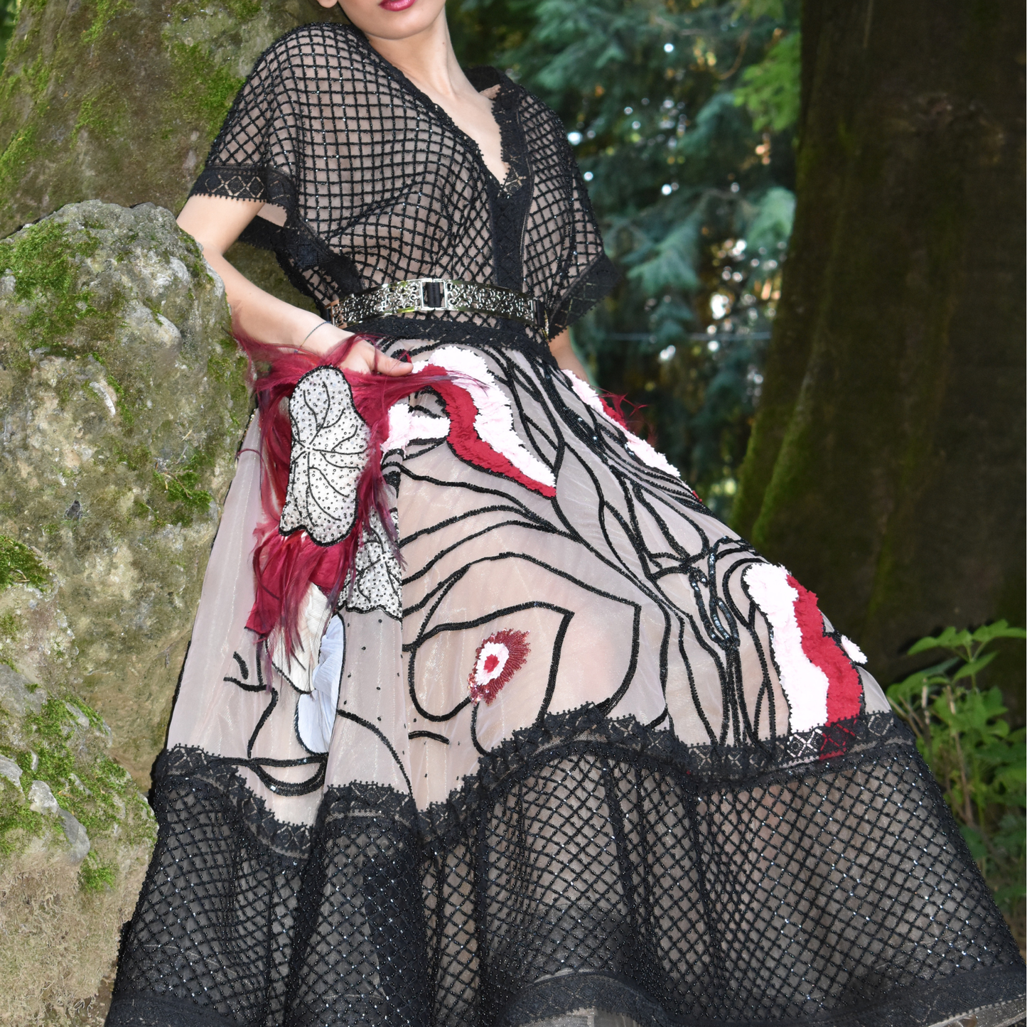 Abstract Embroidered Couture Dress