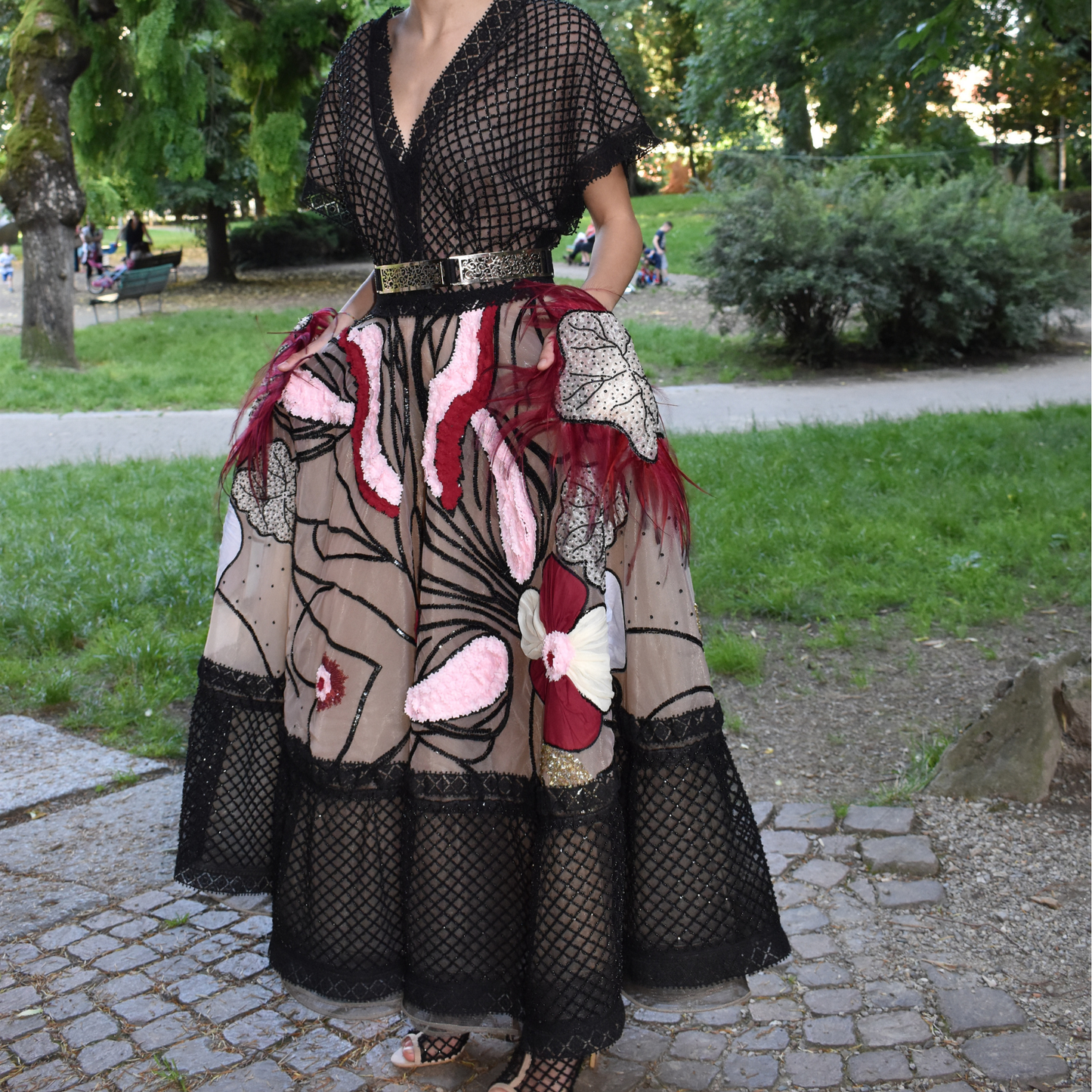 Abstract Embroidered Couture Dress