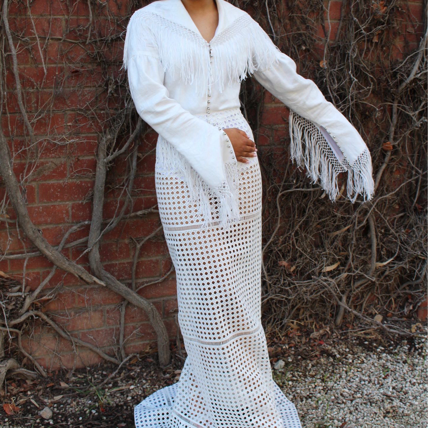 White Tassel Jacket and Skirt