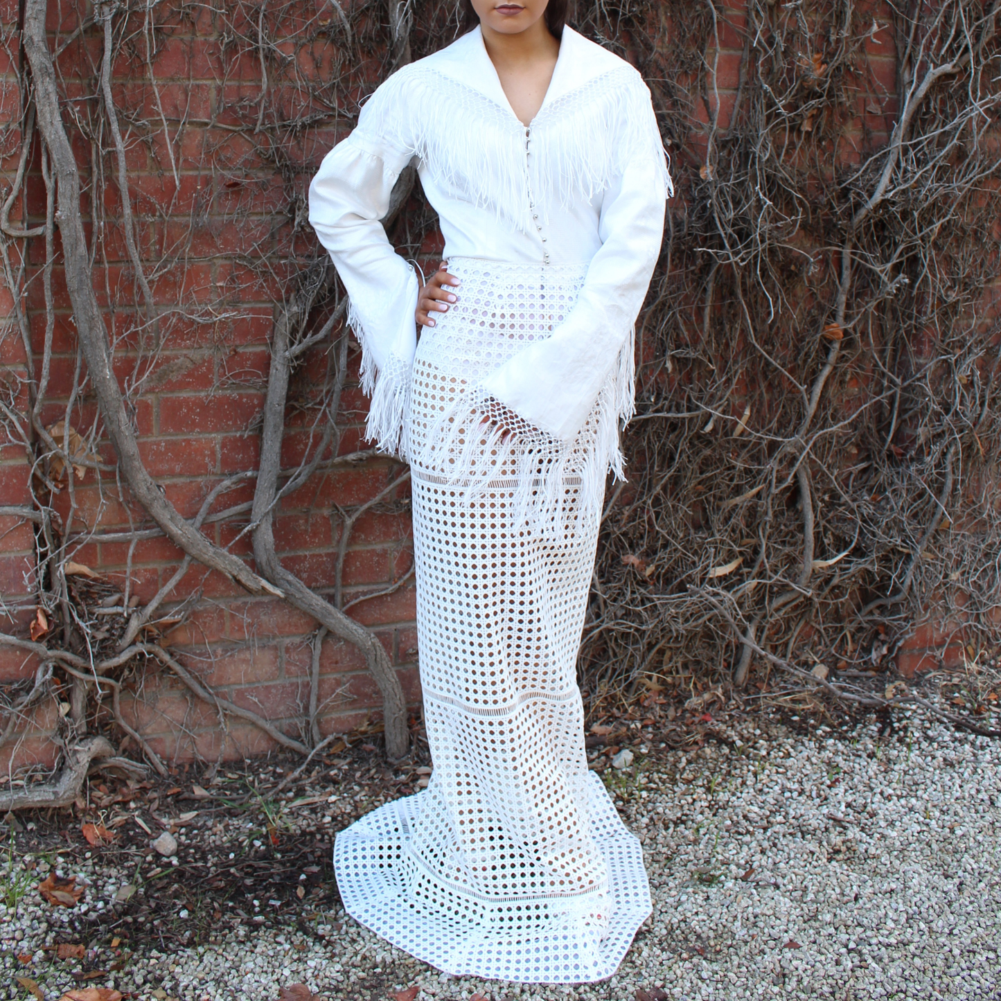 White Tassel Jacket and Skirt